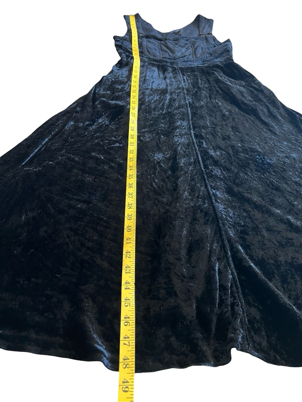 VTG 90s Black Velvet Pinafore Overall Sz S Dress Whimsigoth Goth Grunge Retro - Picture 9 of 12